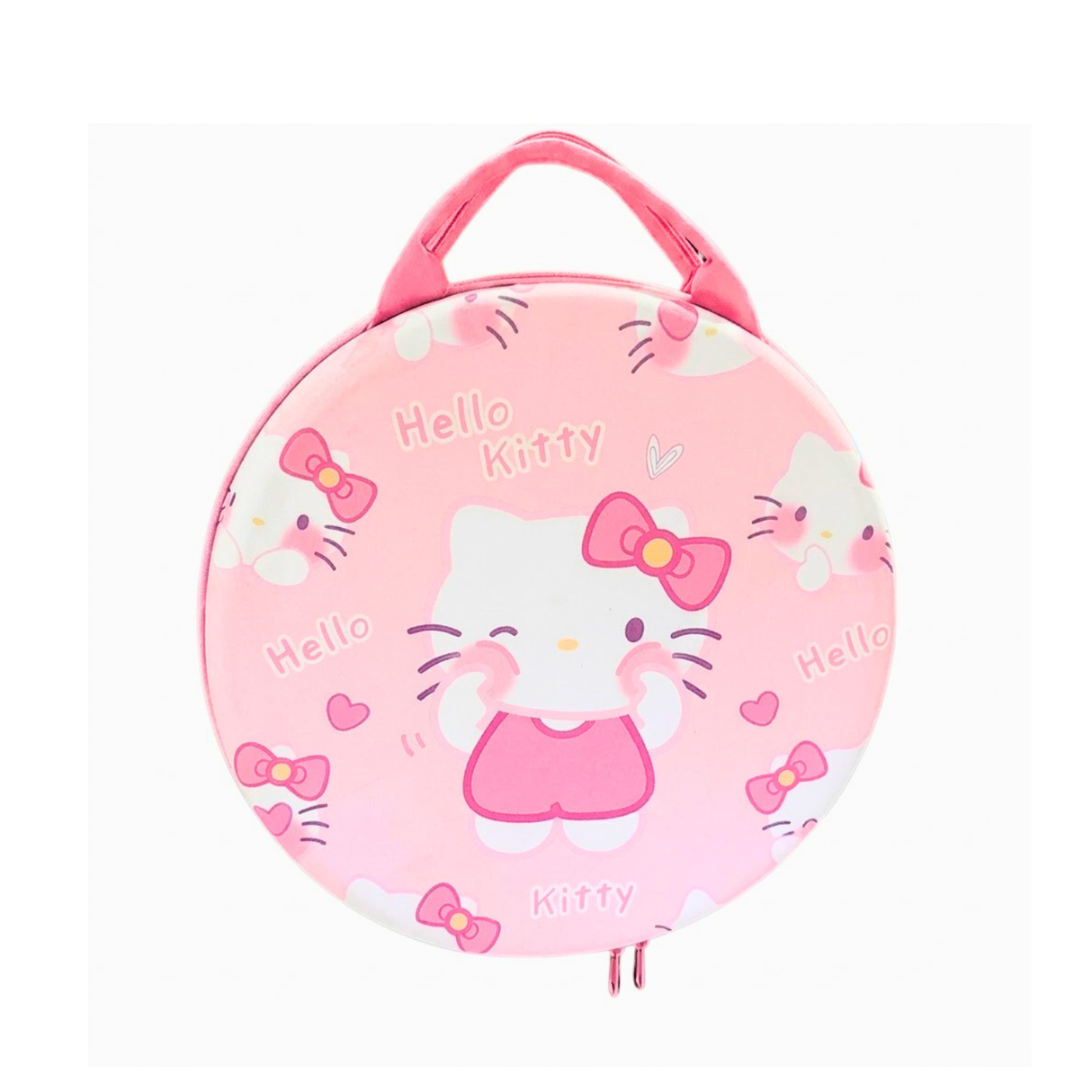 Estuche Redondo de Hello Kitty para Nintendo Switch – Protector Rígido con Compartimentos para Consola, Joy-Con, Cargador y Accesorios