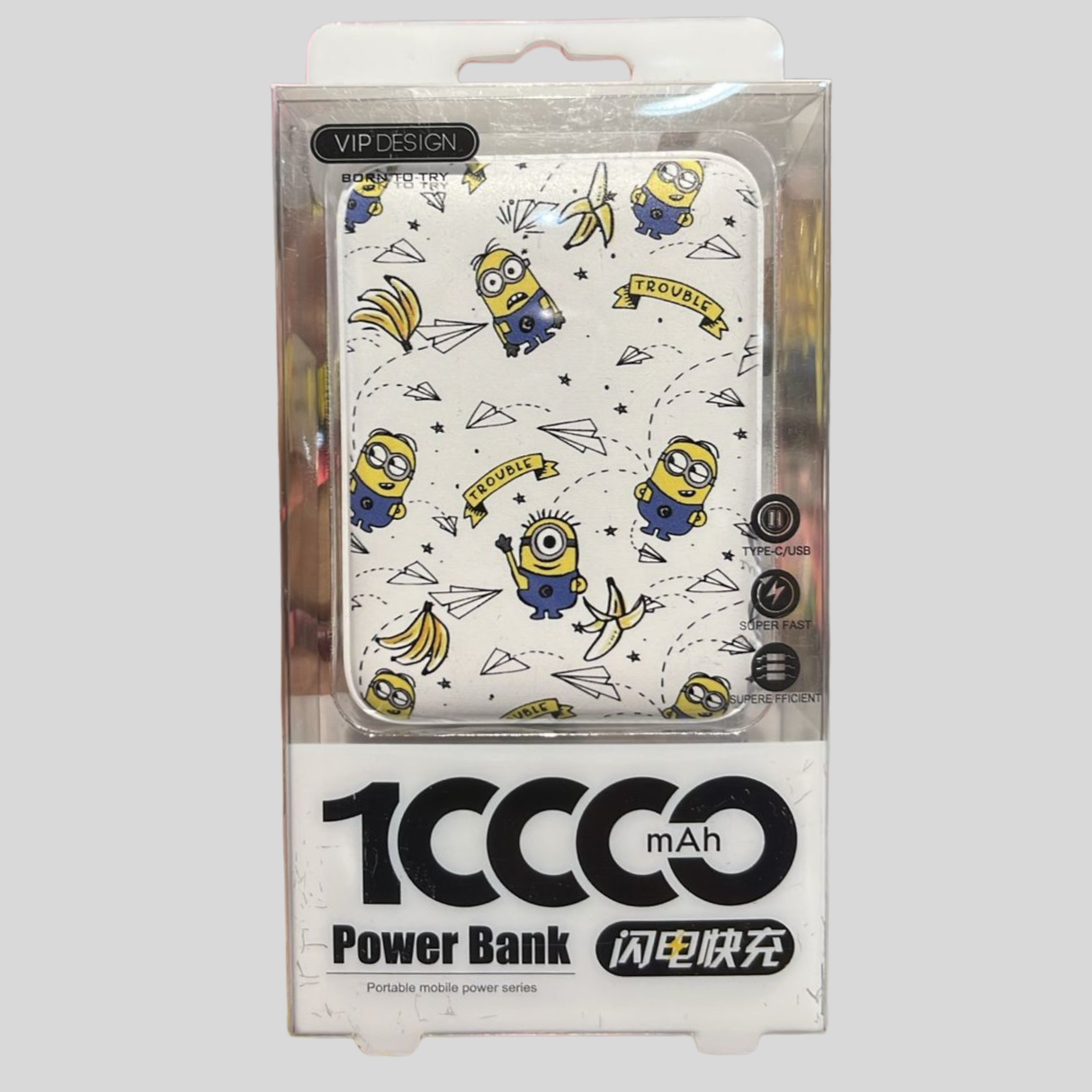 Power Bank Temático Minions– Cargador Portátil 10,000 mAH, USB/Tipo-C