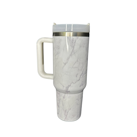 Vaso Térmico de Acero Inoxidable Marmol Style Doble Tapa – Doble Pared 40oz
