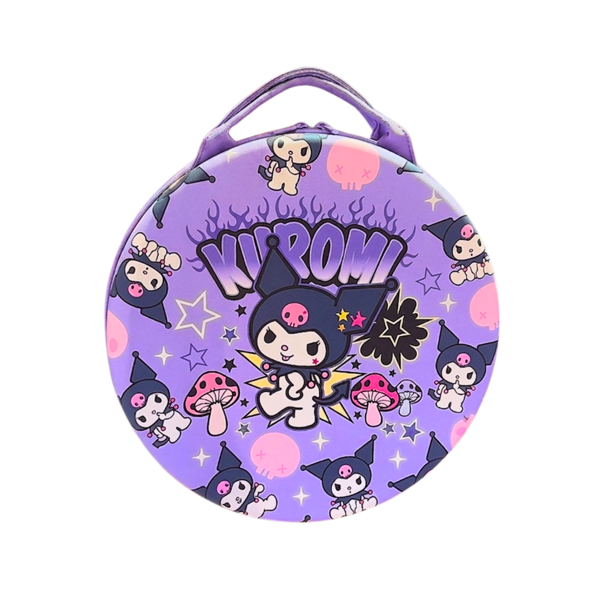 Estuche Redondo de Kuromi para Nintendo Switch – Protector Rígido con Compartimentos para Consola, Joy-Con, Cargador y Accesorios
