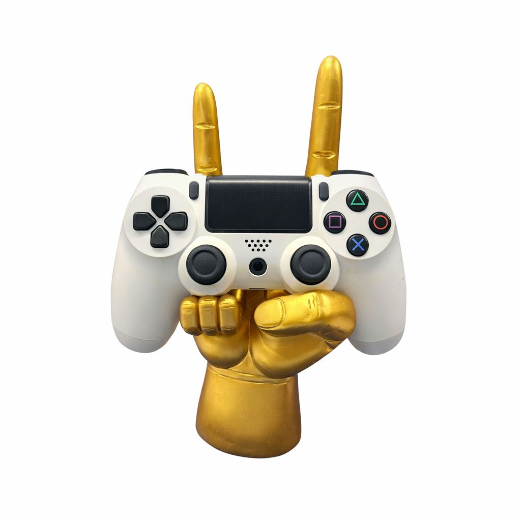 Soporte para Celular y Control Figura Coleccionable Rock Mano (20–23cm) – Organizador de Escritorio Gamer y Geek